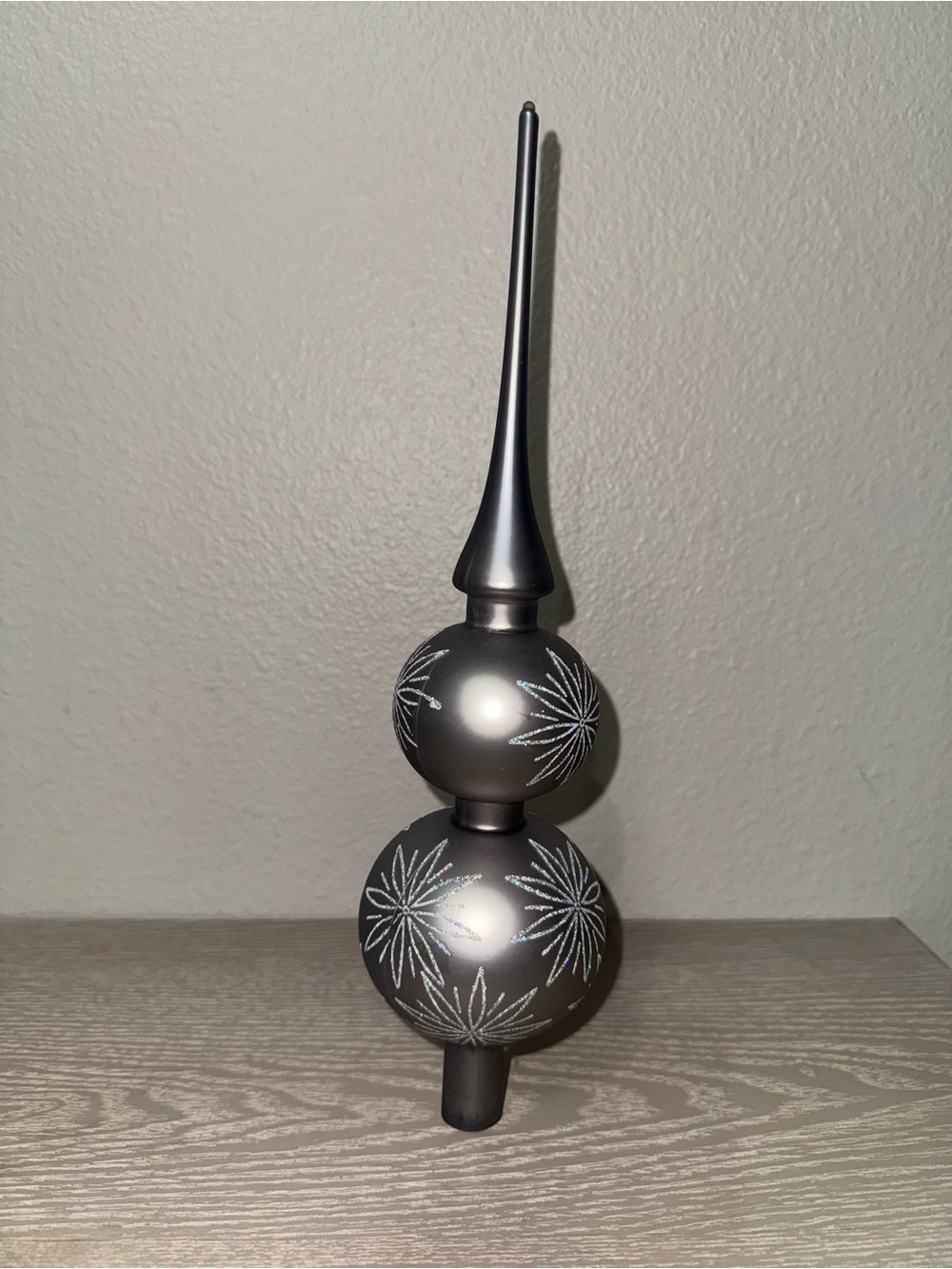 Kreb’s Glas Lauscha Silver Hand Blown Decorated Glass Ornament Tree Topper